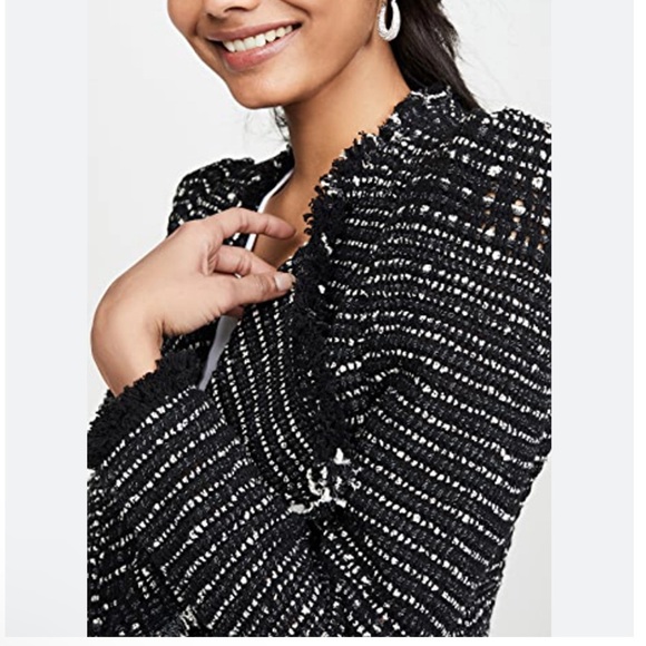 IRO Diana Black Tweed Puff Sleeve Open Jacket - Picture 2 of 11